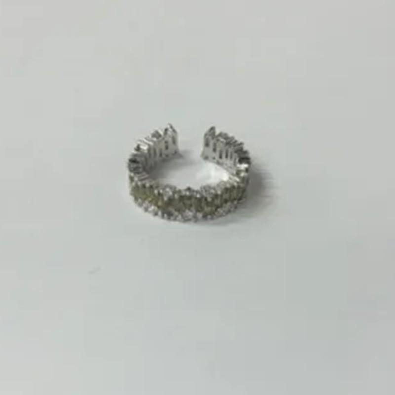 S925 Stylish Silver Ring With Colorful Gemstone Accents And Eyecatching Shape Geometric