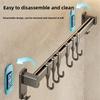 Kitchen Wall Mount Hooks And Double Rod Rack With Plastic And Carbon Steel For Home Organization
