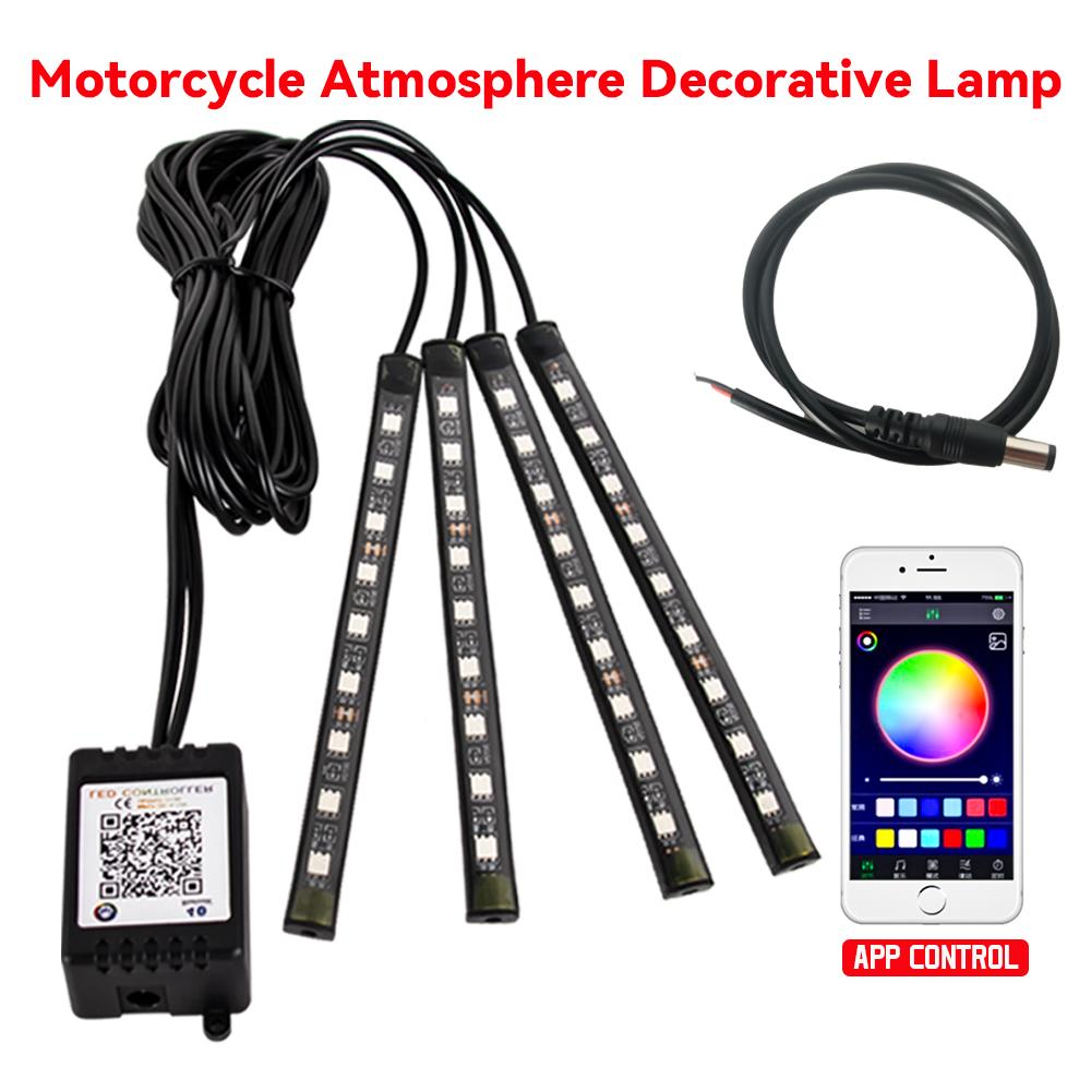 LED Lights for Motorcycle Acssories RGB APP Sound Control Moto Backlight Flexible Waterproof Decoration Light Neon Strip 12v
