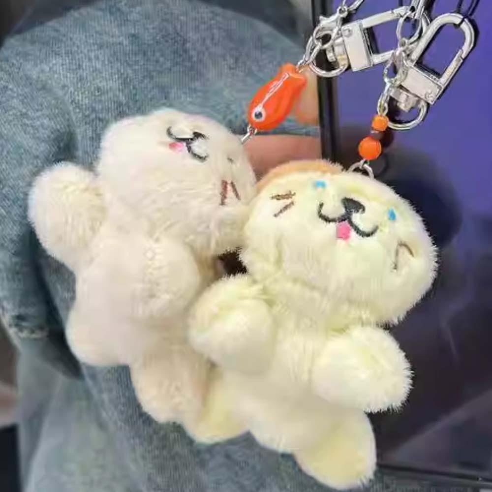 2pcs Mini Couple Pendants Zinc Zinc Alloy Plush Animal Key Ring Funny Bag Charm  Friends