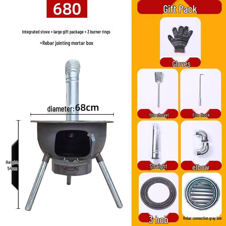 Portable Outdoor Firewood Stove with Threaded Round Legs - New Model