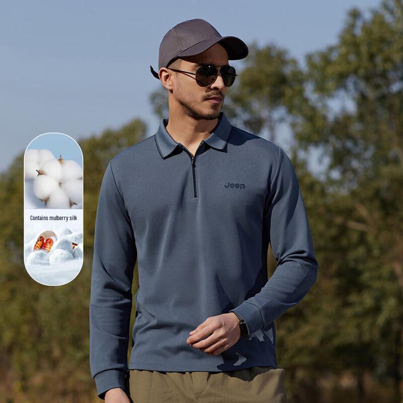 JEEP Men s Casual Outdoor Long Sleeve Polo Shirt M