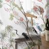 China Wind Crane Peach Tree Plant Palm Leaf Tulle Sheer Curtains For Living Room Bedroom Kitchen For Windows Voile Drapes