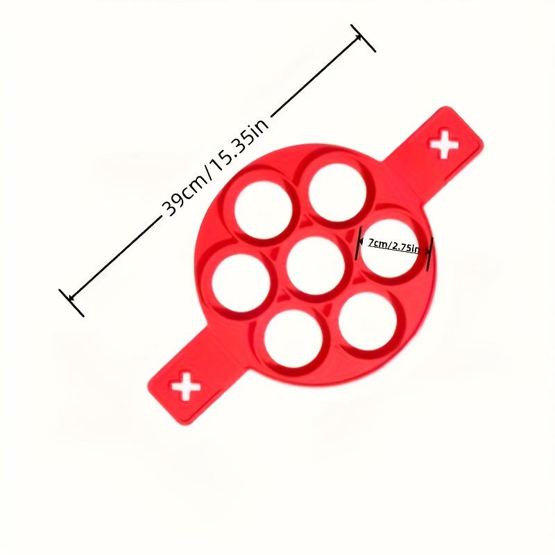 

7 Hole Silicone Pancake Maker Non Stick Egg Frying Ring Reusable Flapjack Mold for Home Kitchen Baking Tools 1piece pack красный