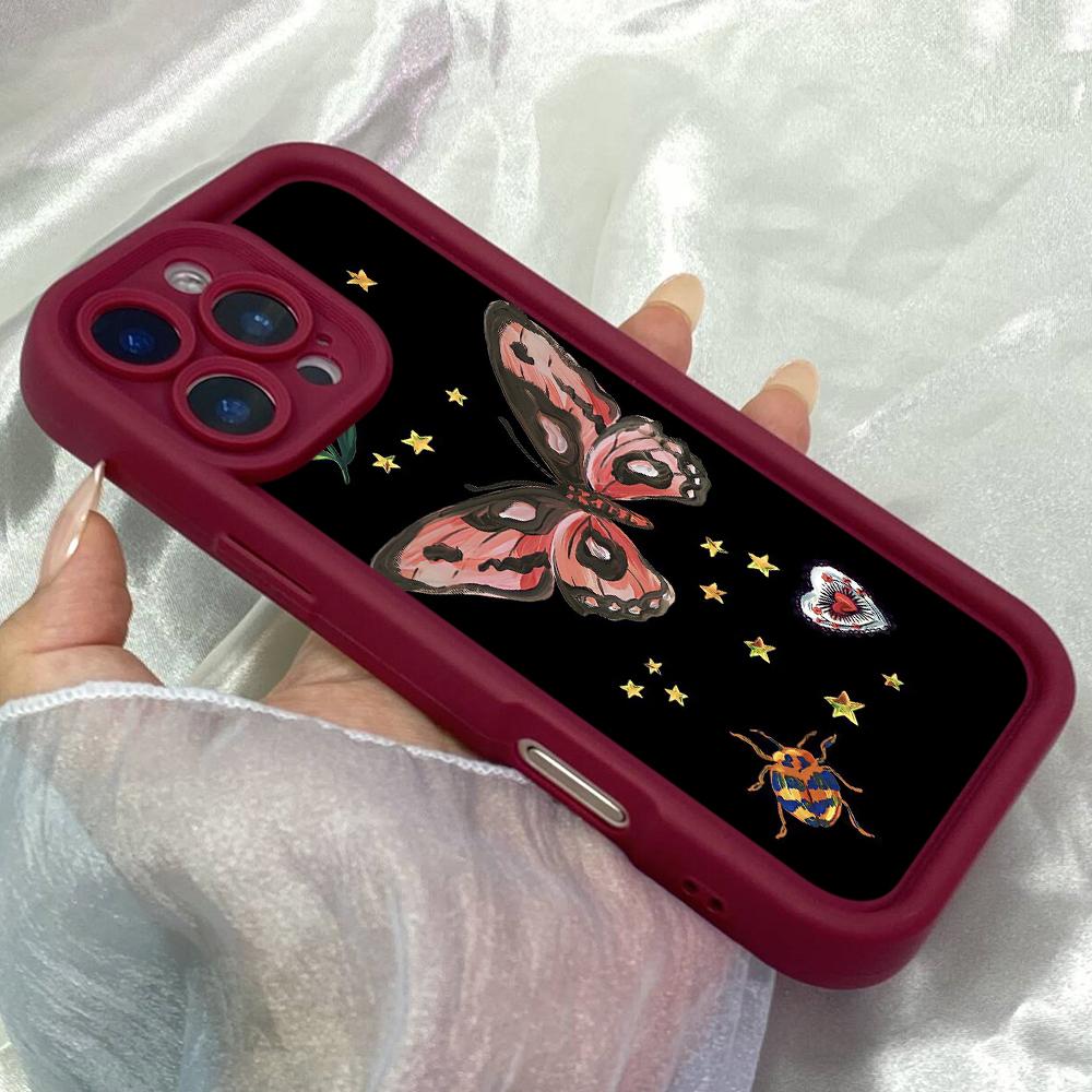 JT107 Butterfly Garden for iPhone 17 16 15 Pro Max Samsung S26 S25 S24 Ultra A17 A16 A07 A56 A06 A15 Xiaomi 15T Redmi 15c 14C 13C Soft TPU Case