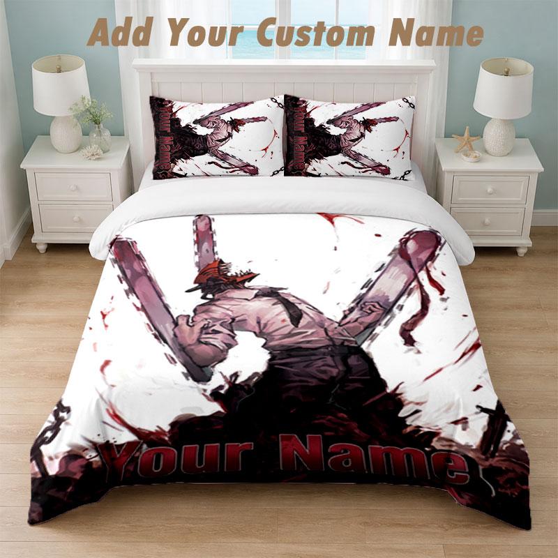 Bedding Set 1 Duvet Cover 2 Pillowcases Chainsaw Man Print Soft Bed Linen Bedroom Decor