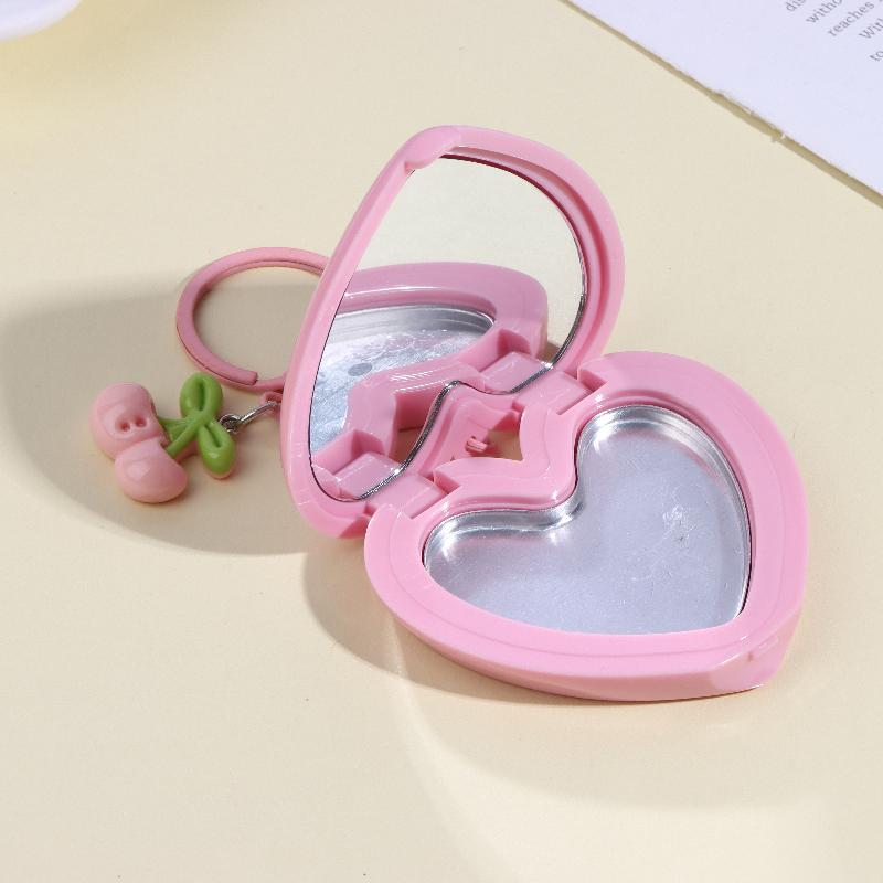 1Pcs Heart Shape Mini Empty Blush Powder Box Eye Shadow Container With Mirror And Aluminum Pan Key Chain Lipstick Packaging
