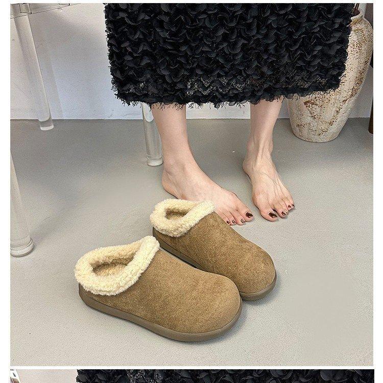 Mao Mao Shoes Wear New Autumn and Winter Thick-soled Small Potatoes Birkenstock Head Half Slippers Piled Cotton Slippers