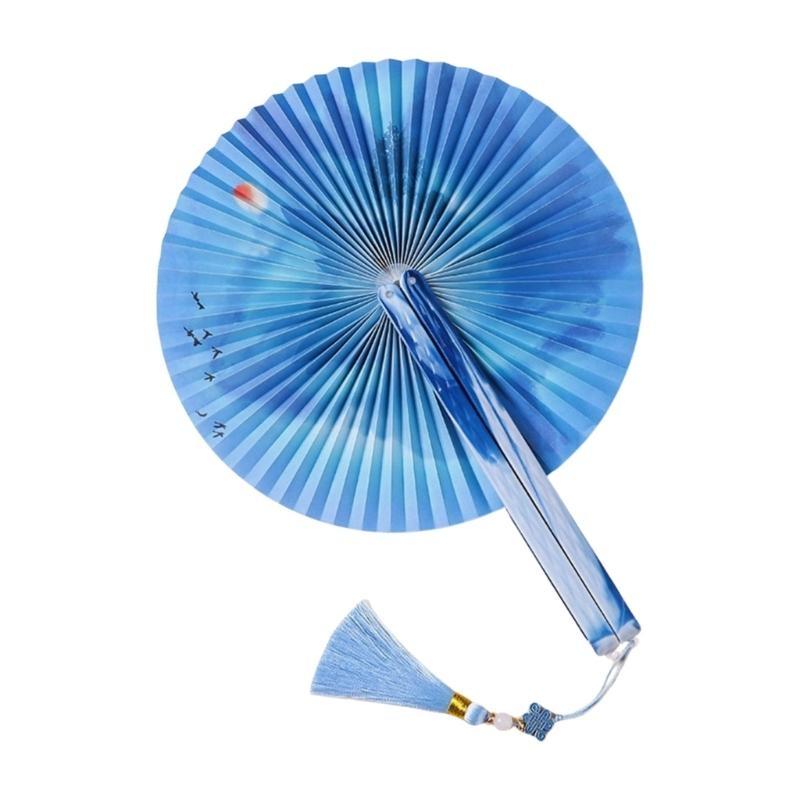 Runder Fächer Vintage Faltfächer für Tanzaufführungen Heim Hochzeitsdekoration