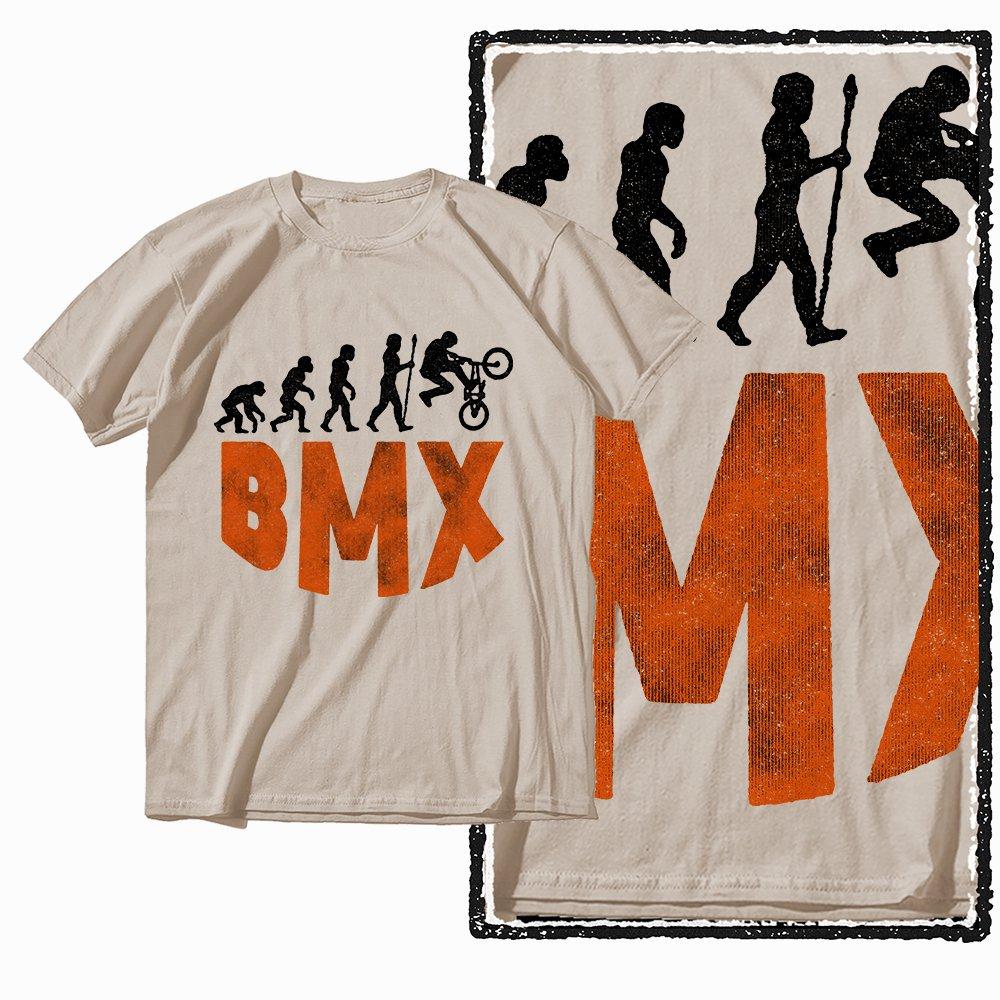 G47 Beige Vintage Streetwear Cotton  Men's BMX Bicycle Printed Graphic T-shirt |  Big Size Cool O-neck Men's Tee Tshirt