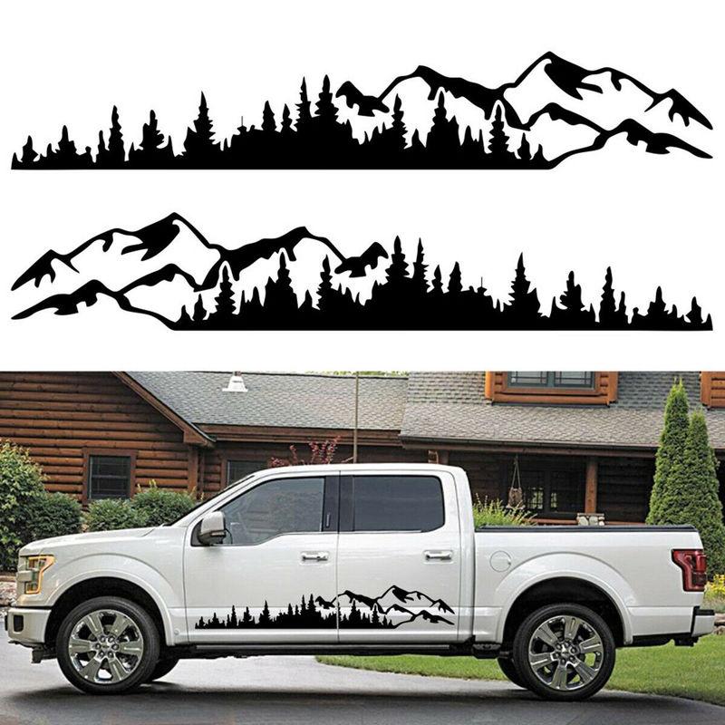 2pc 100*17cm Car Tree Mountain Forest Decal For Truck SUV Trailer Side Body Sticker