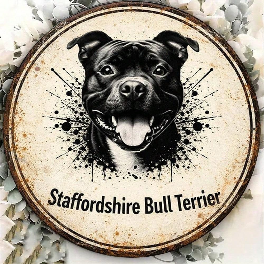 Vintage Staffordshire Bull Terrier Metal Sign Retro SBTC Dog Wall Decor Bar Cafe Garage Home
