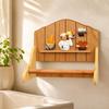 Wooden Washroom Storage Rack Screwless Wall Shelf with Towel Bar