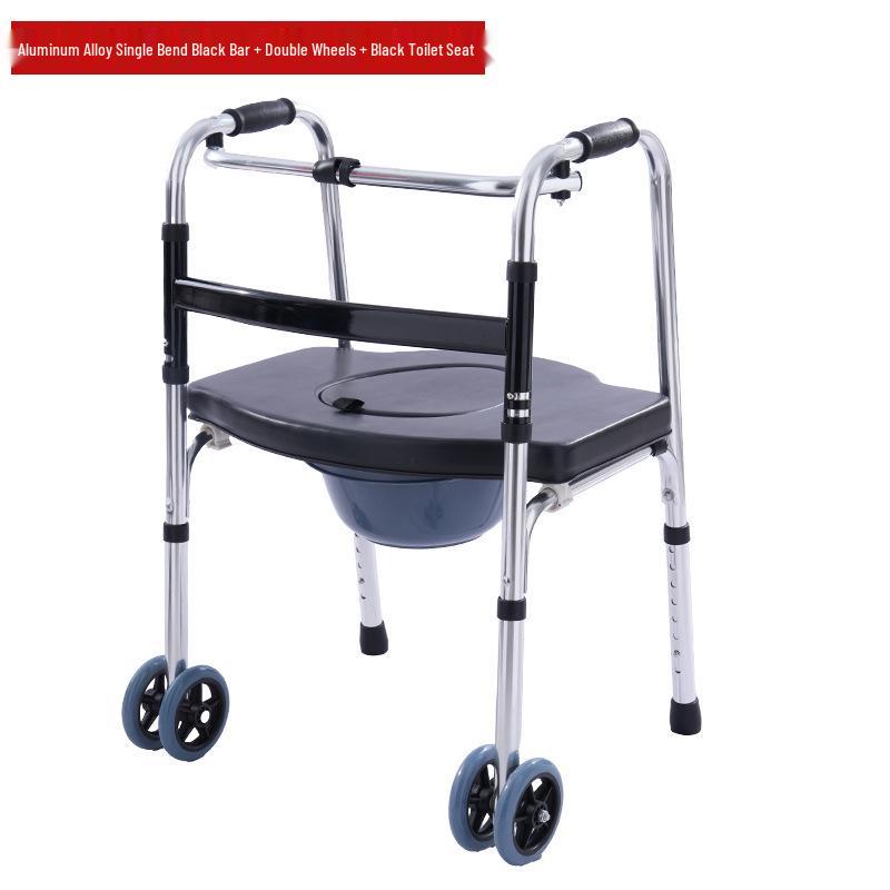 Stainless Steel Rollator Walker with Seat and Wheels - Rehabilitation Support Frame