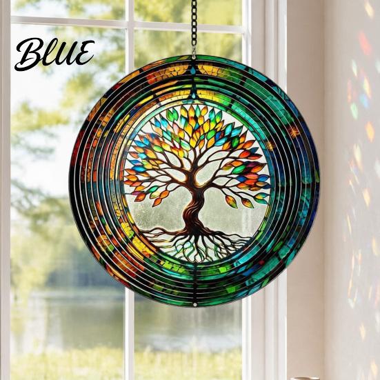Nature Inspired Patio Accessory Outdoor Owl/Hummingbird/Flower/Tree of Life/Rooster Wind Spinners Reflective Spinners Garden Decor Bird Deterrents