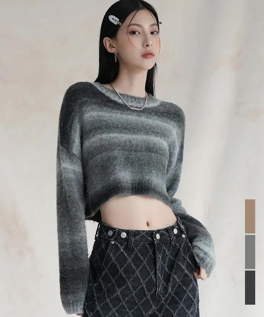 AVANDRESS Wool Gradation Crop Knit - 3Col