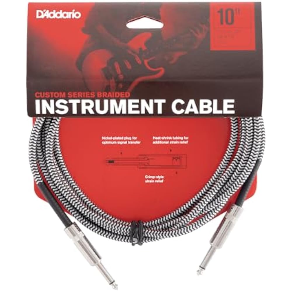 D'Addario Daddario Shield Cable (Guitar Shield) Custom Series Braided Instrument Cable Gray PW-BG...