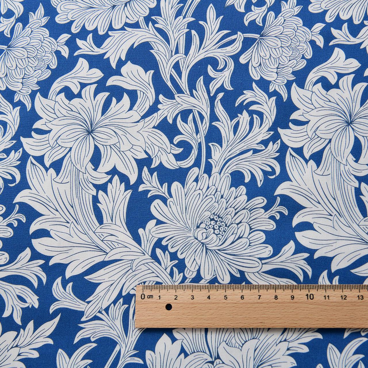 40s Pure Cotton Plain Weave DIY Skirt/Shirt Fabric, Morris Blue Theme