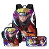 NARUTO Cartoon 3Pcs School Kit Durable Lightweight Backpack Front Pocket Lunch Bag Pencil Pouch For Kids Boys Girls Age 5-10