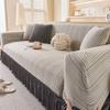 Jacquard Sofa Cover with Skirt Universal Full Coverage Stretch Slip Proof Fabric Couch Dust Protector