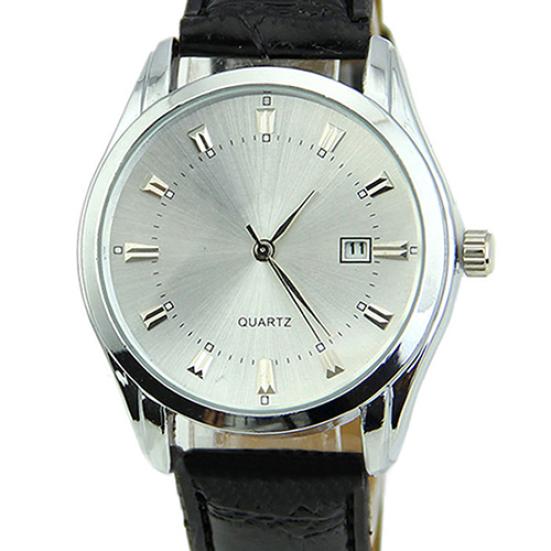 Men Casual Faux Leather Band Date Calendar Dial Analog Quartz Wrist Watch