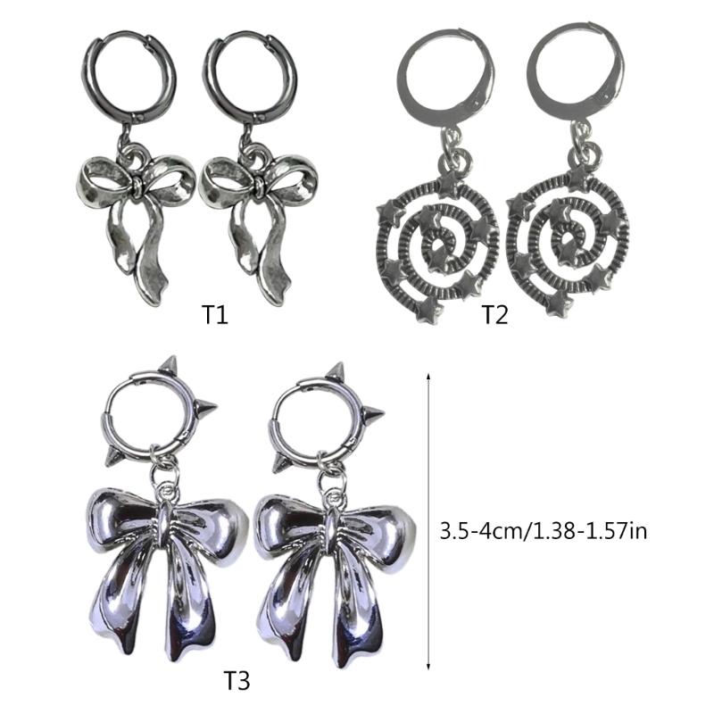 Sweet Cool Bowknot/Thread Star Pendant Earrings Fashion Hoop Earrings Jewelry