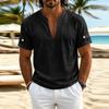 Camisa Henley Casual de Manga Corta para Hombre, Cuello en V, Estilo Polo de Verano, Tejido Ligero y Transpirable, Ajuste Cómodo