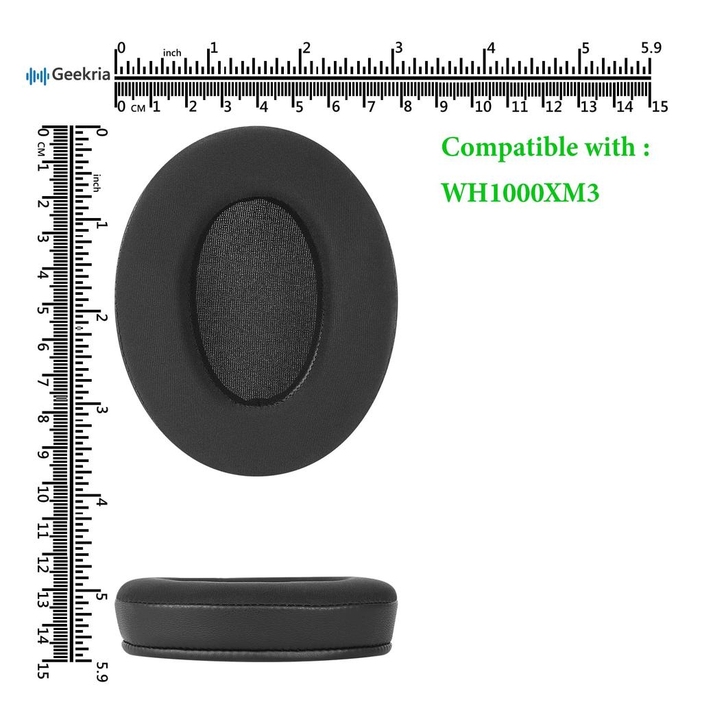 Geekria Ohrpolster, Sport-kompatible Polster, kompatibel mit Sony 1000 XM3 Kopfhörer, Polster, Cups, Kühlgel, WH-1000XM3, Ohr/Ohr (Schwarz)
