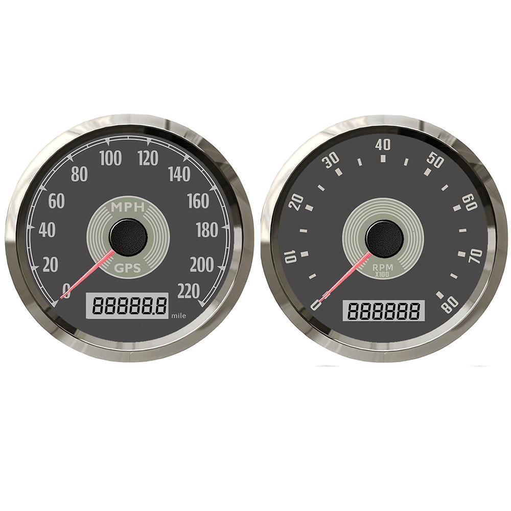 ELING 85mm Universeller GPS-Tachometer 0-160MPH 220km/h + Drehzahlmesser 0-8000RPM mit Rot Gelber Hintergrundbeleuchtung für Auto LKW Boot 9-32V
