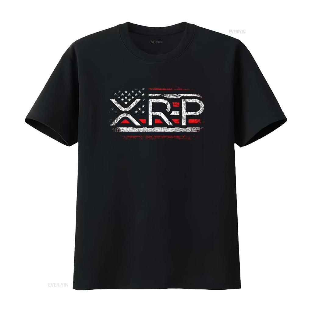 Crypto Currency XRP Cryptocurrency American Flag T ShirtMen and women can wear black shirts gifts Age M L XL 2XL 3XL 323XL