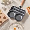 4-Cup Frying Pan Cast Iron Omelette Pan Non-Stick Coating Heat-Resistant Wooden Handle for Even Heating Sausage Pan for Gas Stove