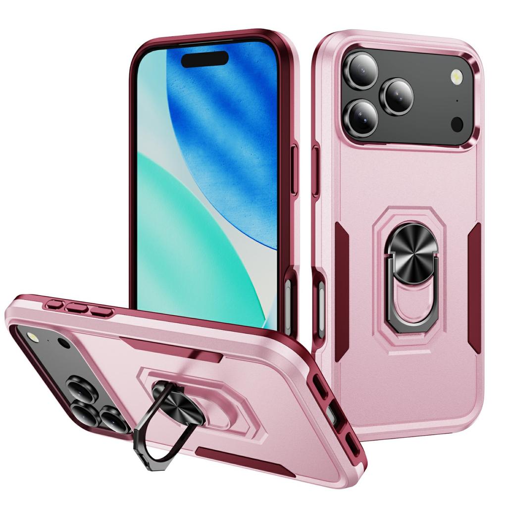 For iPhone 17 Pro Max Case Military Grade Ring Kickstand PC + TPU Phone Cover