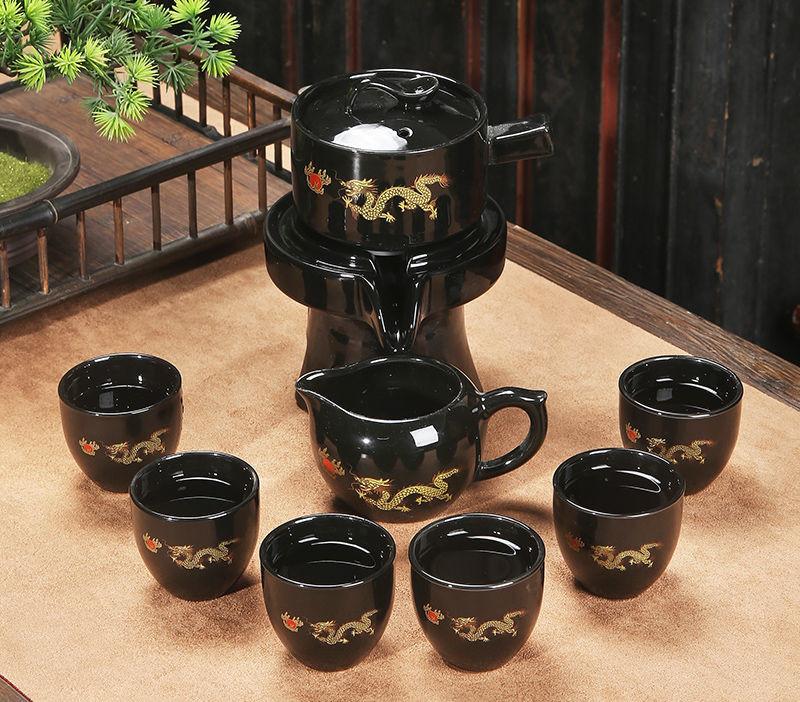 8-teiliges Set Halbautomatische Teesets Chinesisches Keramik-Teeset aus lila Ton Teetasse Das Kung-Fu-Teekannenset