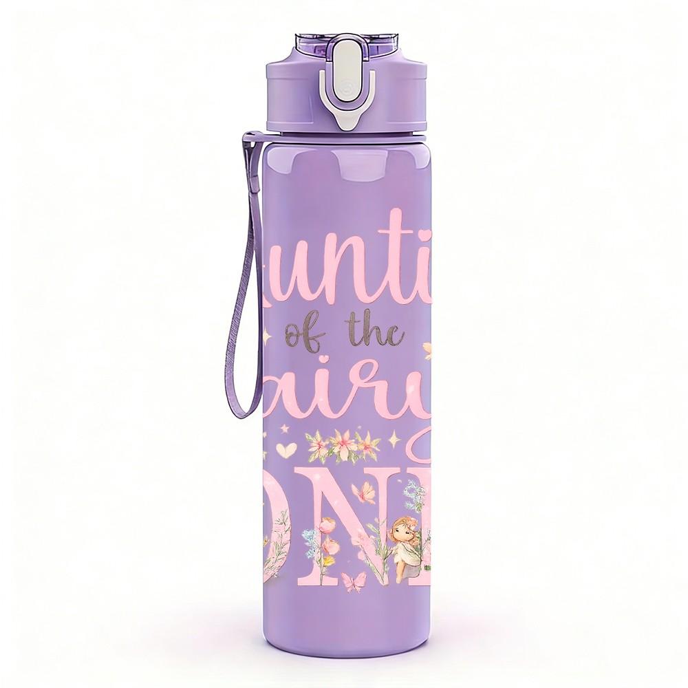 1PC Auntie Of The Fairy Girl Quote Print 750ml Color Plastic Sports Water Bottle Leakproof Flip Straw Lid Suitable for Sports Office Home Use