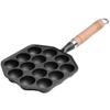 JUSTINLAU 14 Holes Frying Pan Octopus Balls Eggs Skillets Cast iron Baking Pan with Wooden Handle Uncoated Home Barbecue Dish