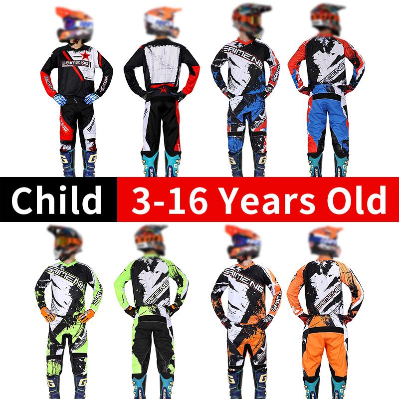 Motocross uitrustingsset voor kinderen Jeugd Shirt Broek Kits kind groen Motorfiets zwart 3 4 5 6 7 8 9 10 jaar Off-road pak blauw oranje Enduro cross jongen meisje