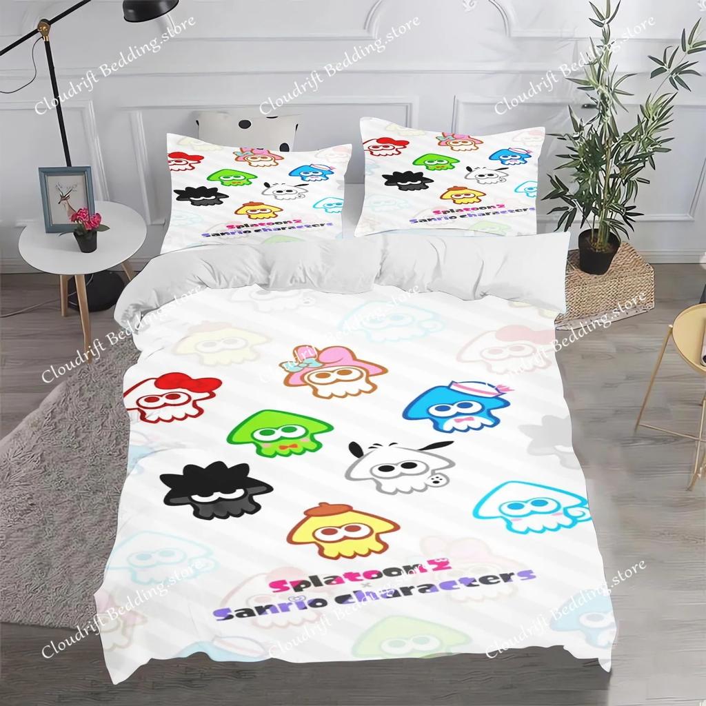 Fashion Game Splatoon Bedding Sets Comforter Duvet Cover Pillow Case 2-3 Pieces Sets Single Double Large Size Bedroom Decoration