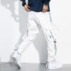 Men Hip Hop Drawstring Multi Pockets Straps Ankle Tied Long Cargo Pants Trousers