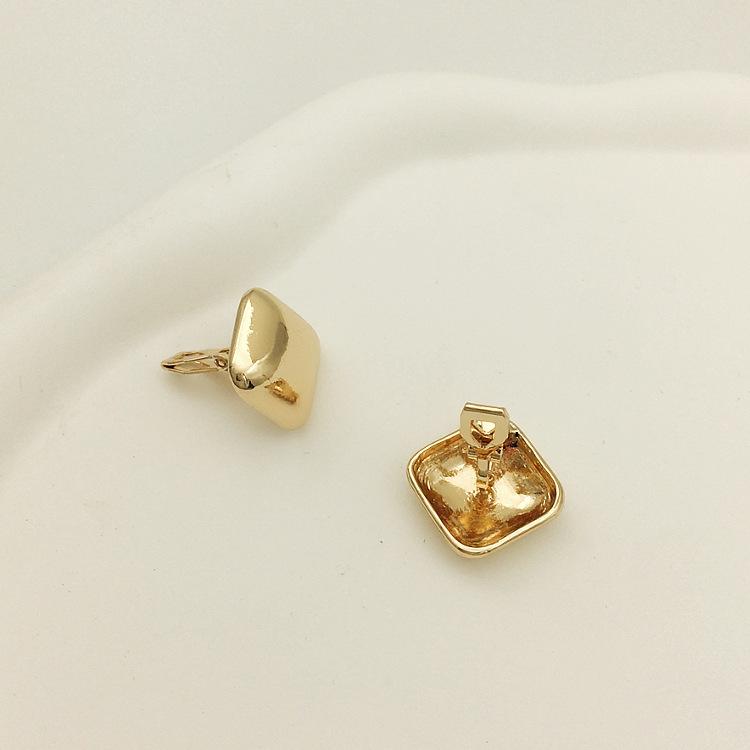 Simple Metal Block Earclip Without Piercing Vintage Clip On Earrings for Women