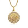 Punk Fashion Iced Out Bling Animal Wolf Head Pendant Male Gold Color Stainless Steel CZ Round Necklace For Men Jewelry Gift 2025