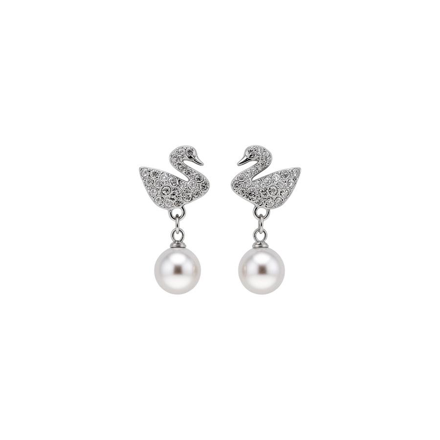 High-End Silver Needle Pearl Swan Earrings - Creative, Elegant, and Unique Jewelry for Women