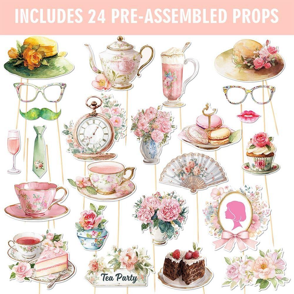 Paper Handheld Photo Props Tea Party Photo Handheld Props Retro Picture Frame Party Accessories
