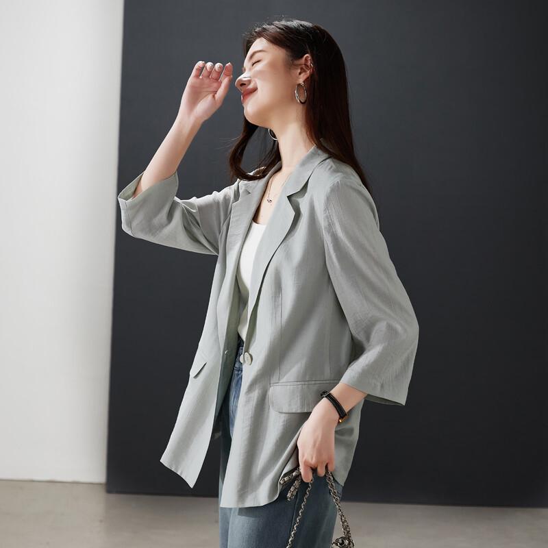 SOFSIL Women s 2026 Spring Loose Fit Mid-Length Blazer L