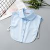 White Women's Stand Fake Collar Blouse Black Detachable Lapel Turtleneck Top Half Shirt Faux Col Tie Detail