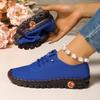Women Leather Flats  New Soft-soled Roman Breathable Retro Stitching Muffin Bottom Sneakers Woman Loafers Shoes Plus Size 43
