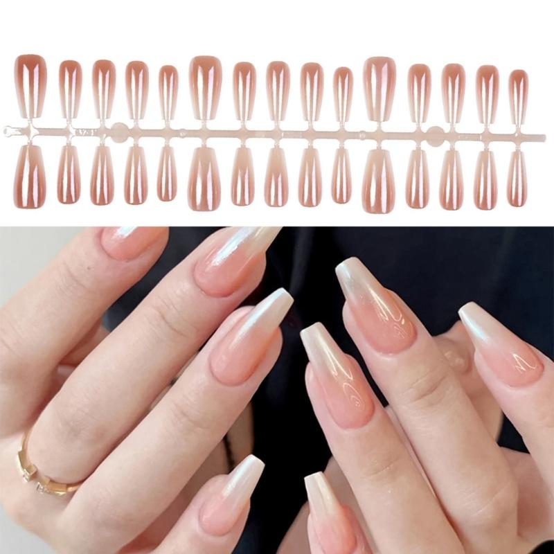 Long French False Nails Stick On Nails Nail Gradient Press on Nails DIY Art Accessories Display for Personal Style
