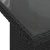 Garden Table with Glass Top Black 100 x 55 x 73 cm Poly Rattan