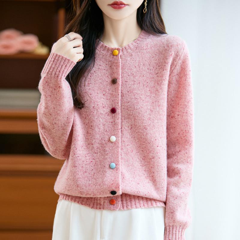 QingHe Cashmere Women's 30% Cashmere Cardigan - Soft & Warm Wool Blend Sweater