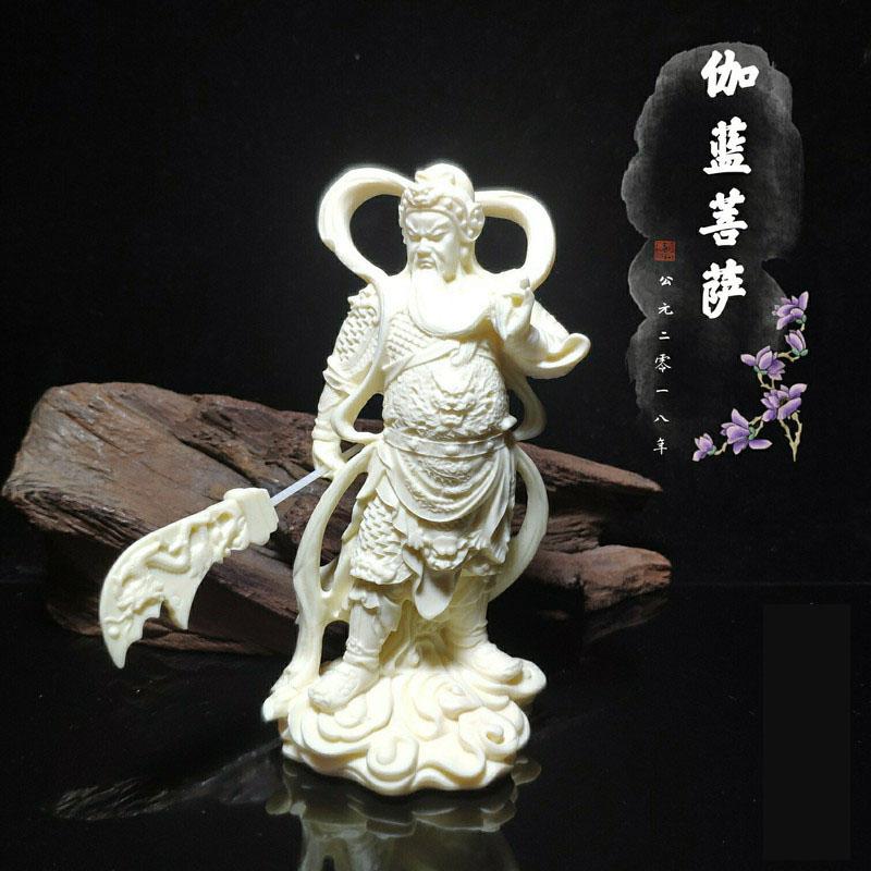 Ivory Fruit Carving Guangong Statue, Garan Bodhisattva, Wu Caishen Buddha Statue, fortune calling, Home Decoration