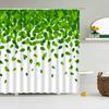 Green Plant Leaves Shower Curtains Bath Curtain Bathroom 3d Printed Fresh Waterproof Polyester Cloth With Hooks Home Decor Mat